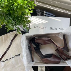 Manolo Blahnik “Brown Peep Toe” Heels
